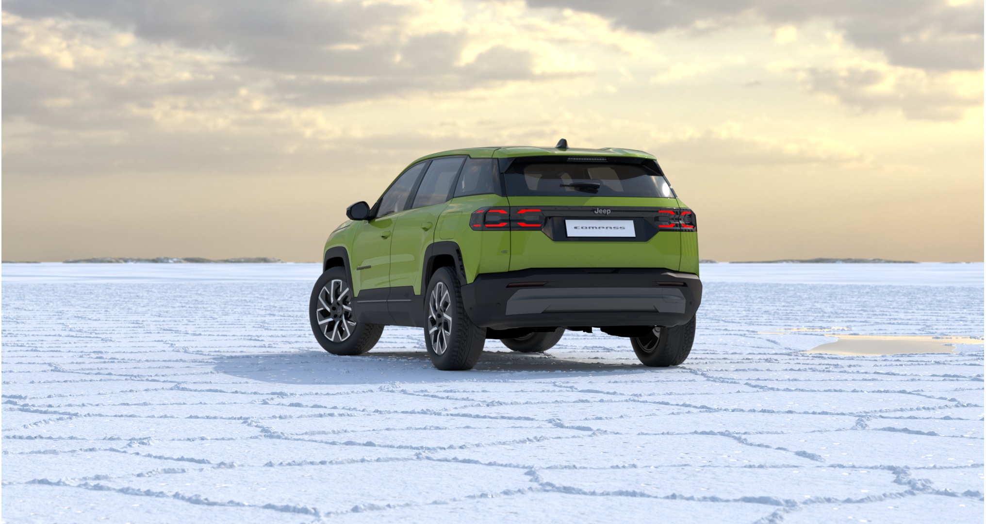 Jeep Compass Altitude e-Hybrid PHEV in Hawaii Green Metallic von hinten
