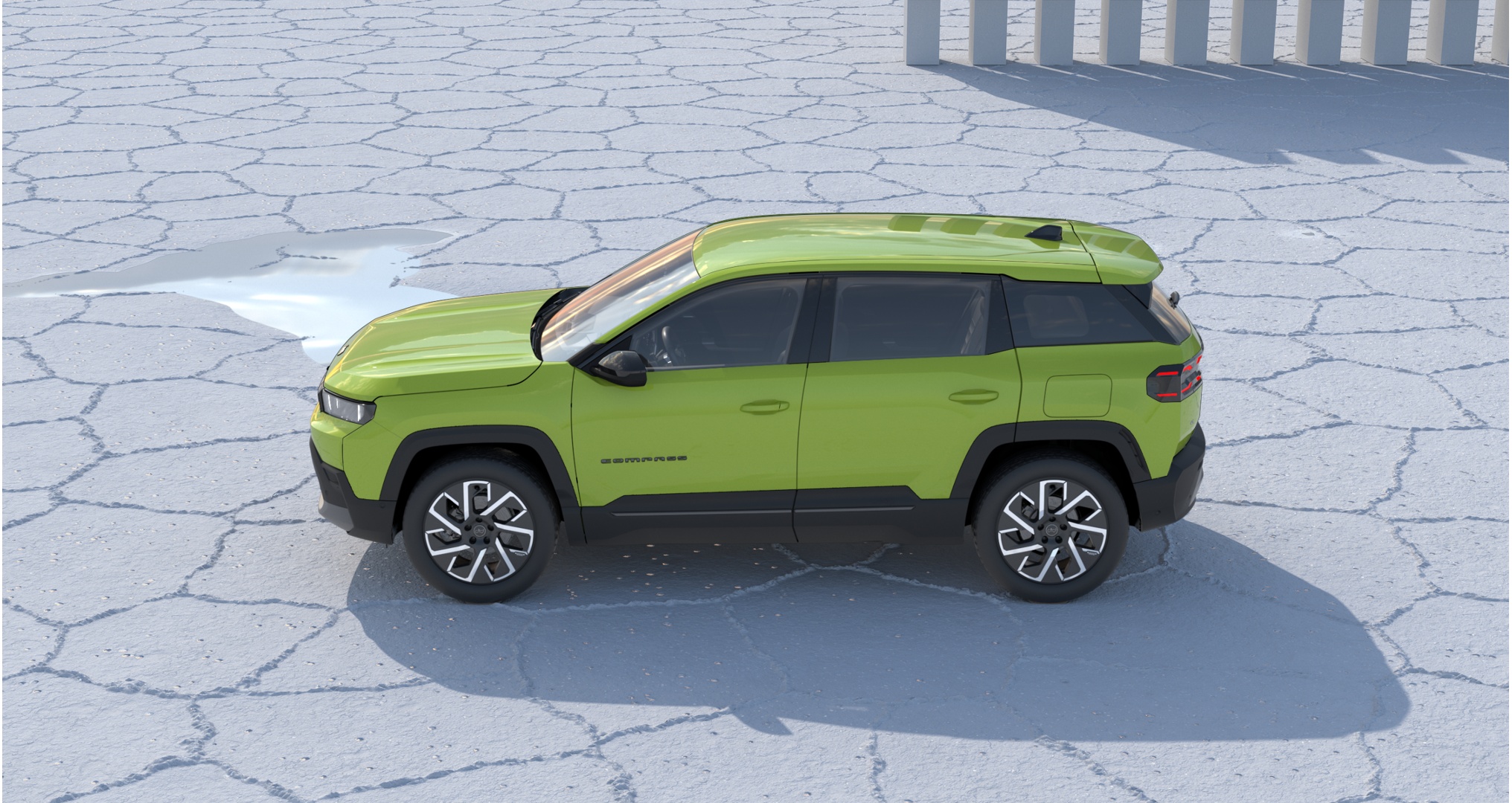 Jeep Compass Altitude e-Hybrid PHEV in Hawaii Green Metallic von der Seite